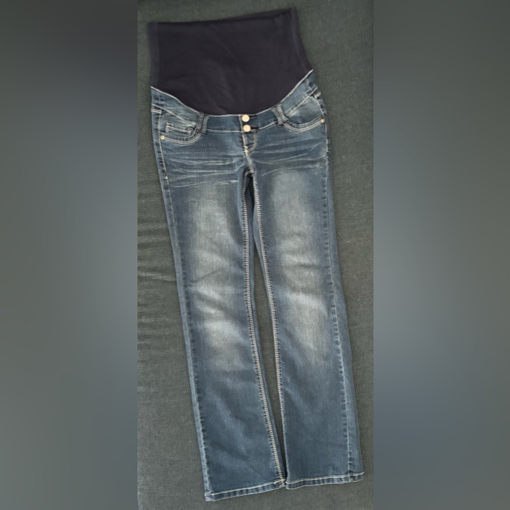 Thyme Maternity Denim Blue Wash Jeans – Size S – Over Belly Panel